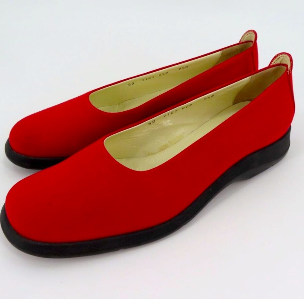 Salvatore Ferragamo SPORT 9.5 B Women Solid Red Slip On Shoes Flats